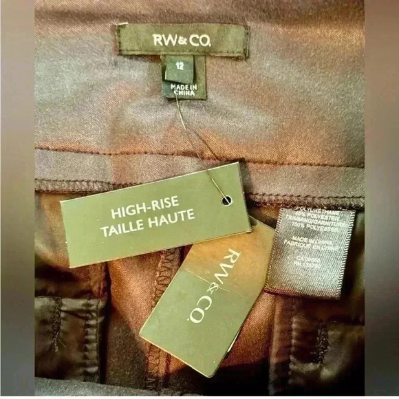 NWT RW&CO Brown Faux-Leather High-Waist Slim Ankle Pant Women's Size 12 - Picture 9 of 13
